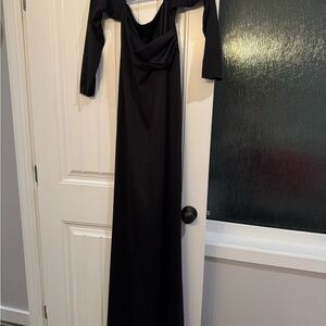 Maternity Elegant Black Long Sleeve Maxi Dress